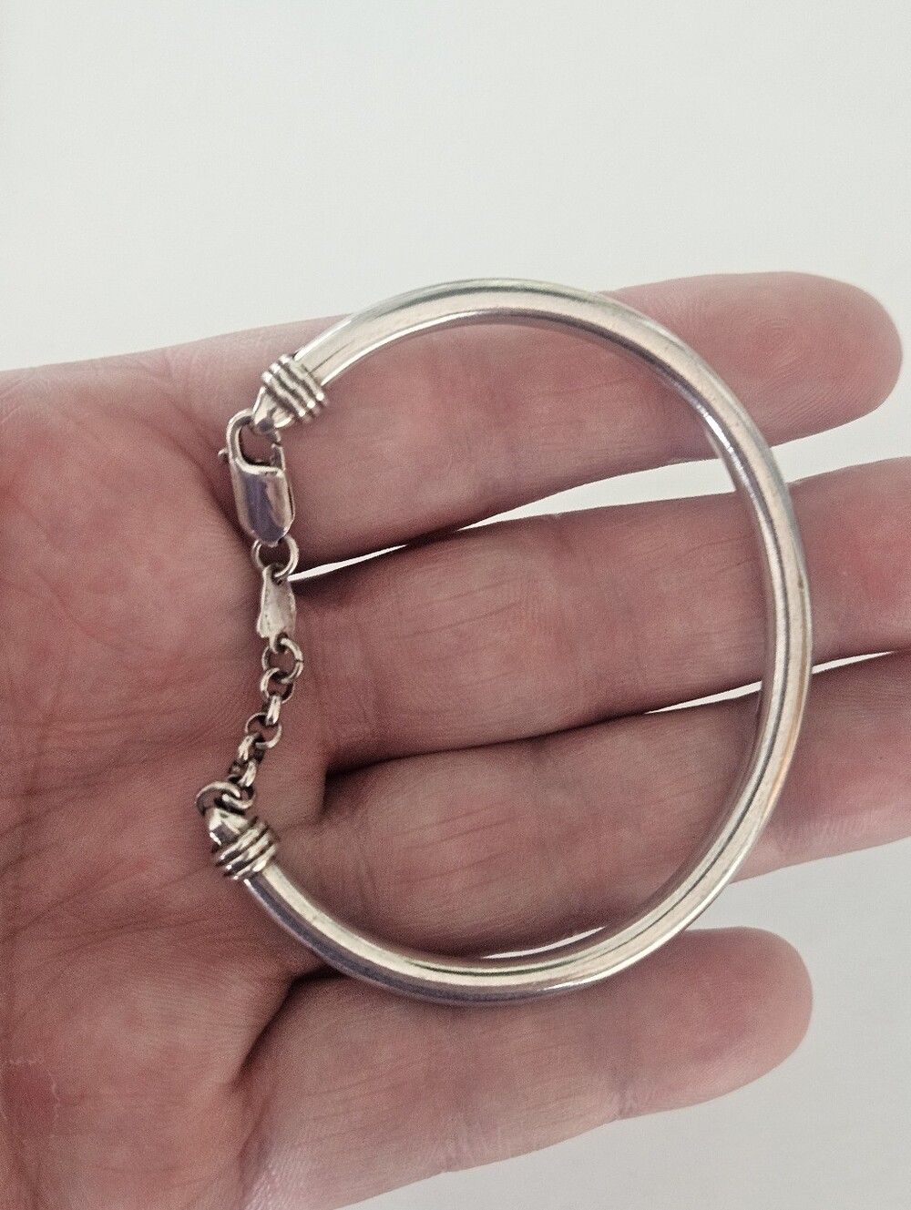 Vintage Stephani St Jaques Designer Sterling Silver Chain Bangle Bracelet 6.75"